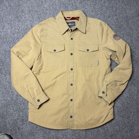 Eddie Bauer Jacket Tan Medium Voyager Fleece Aztec Print Lined Snap Jacket - Picture 3 of 10
